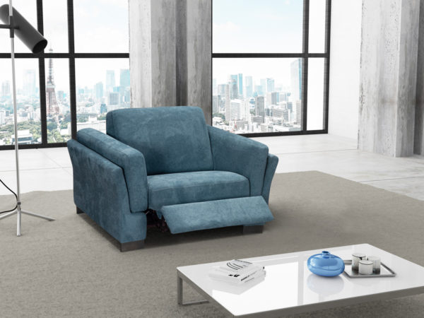 Mary egyszemélyes kék kanapé relaxfotellel - NOVETEX -Ágyban a legjobb!