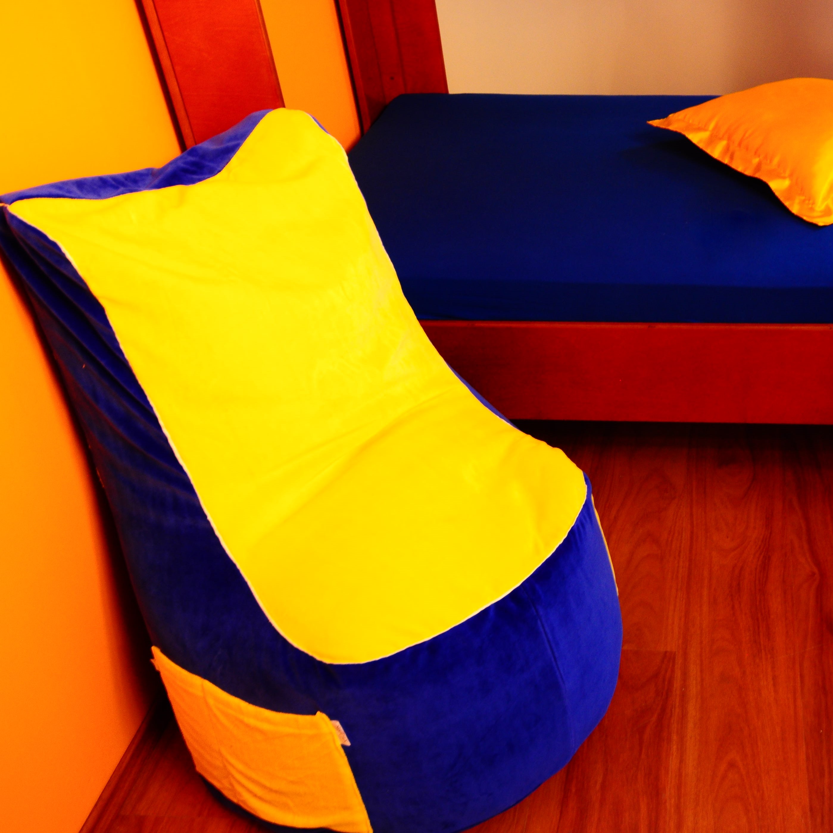 Babzsák fotel - Junior - kék-sárga