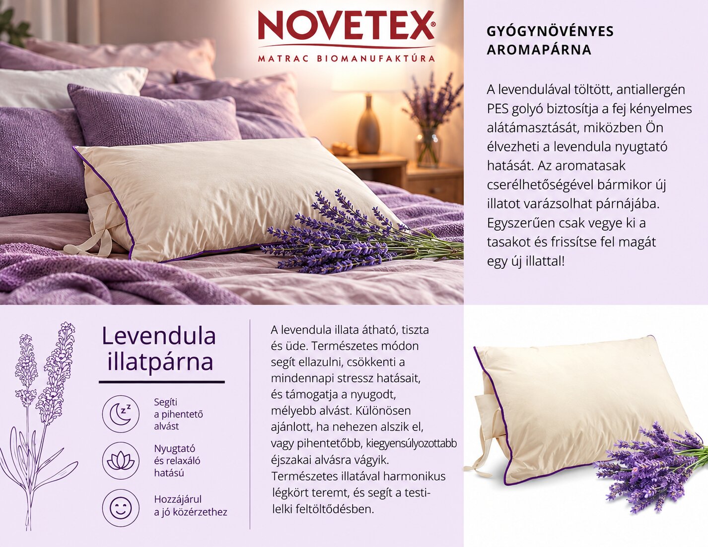 Virágzó levendula a NOVETEX levendula gyógynövényes párna természetes aromájához