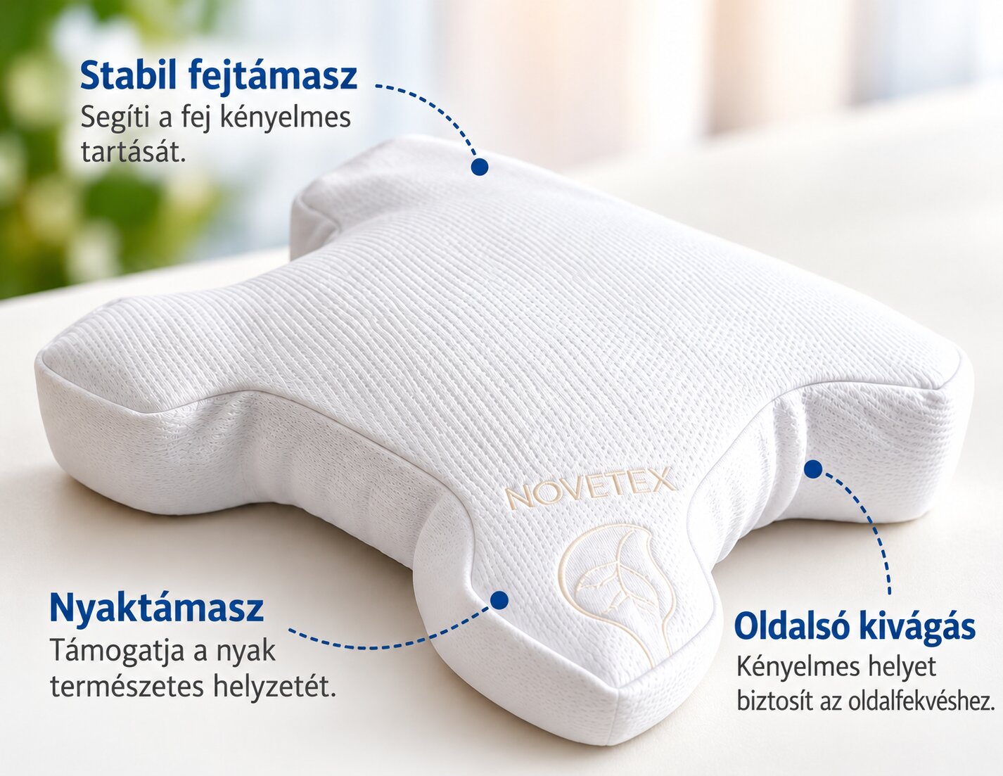 NOVETEX Apnoe párna – oldalsó kivágás, fej- és nyaktámasz