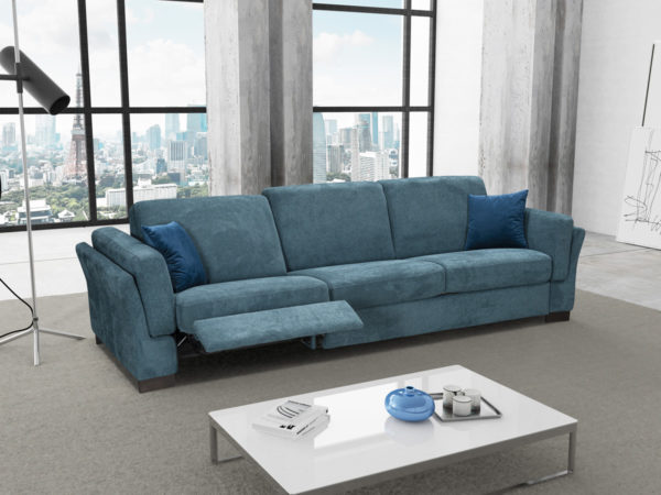 Mary 3 személyes kék kanapéágy relax fotellel