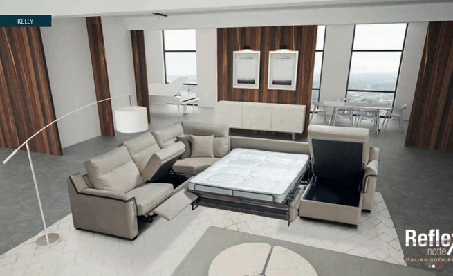 Kelly kanapéágy - ágyazható luxus sarokkanapé  L alakú kanapé - ülőgarnitúra szürke-bézs - NOVETEX - Ágyban a legjobb!