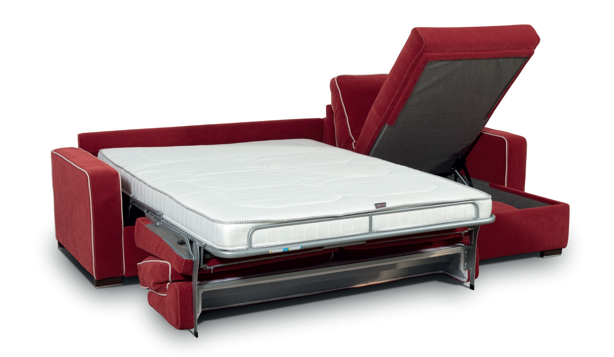 l alakú sarokkanapé ágyazható - kinyitható kanapé matraccal - piros tivoli