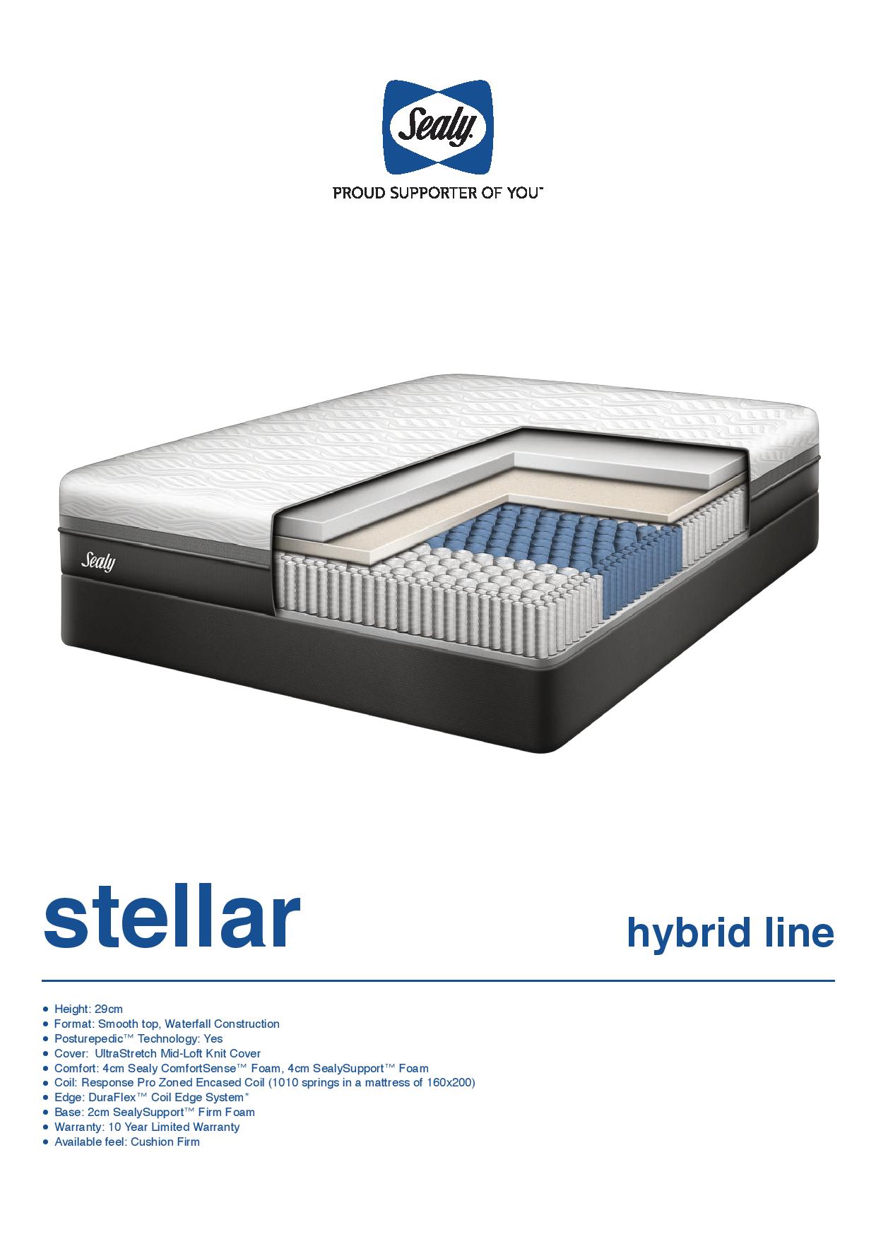 sealy stellar hybrid rugós-memóriahabos matrac méretek
