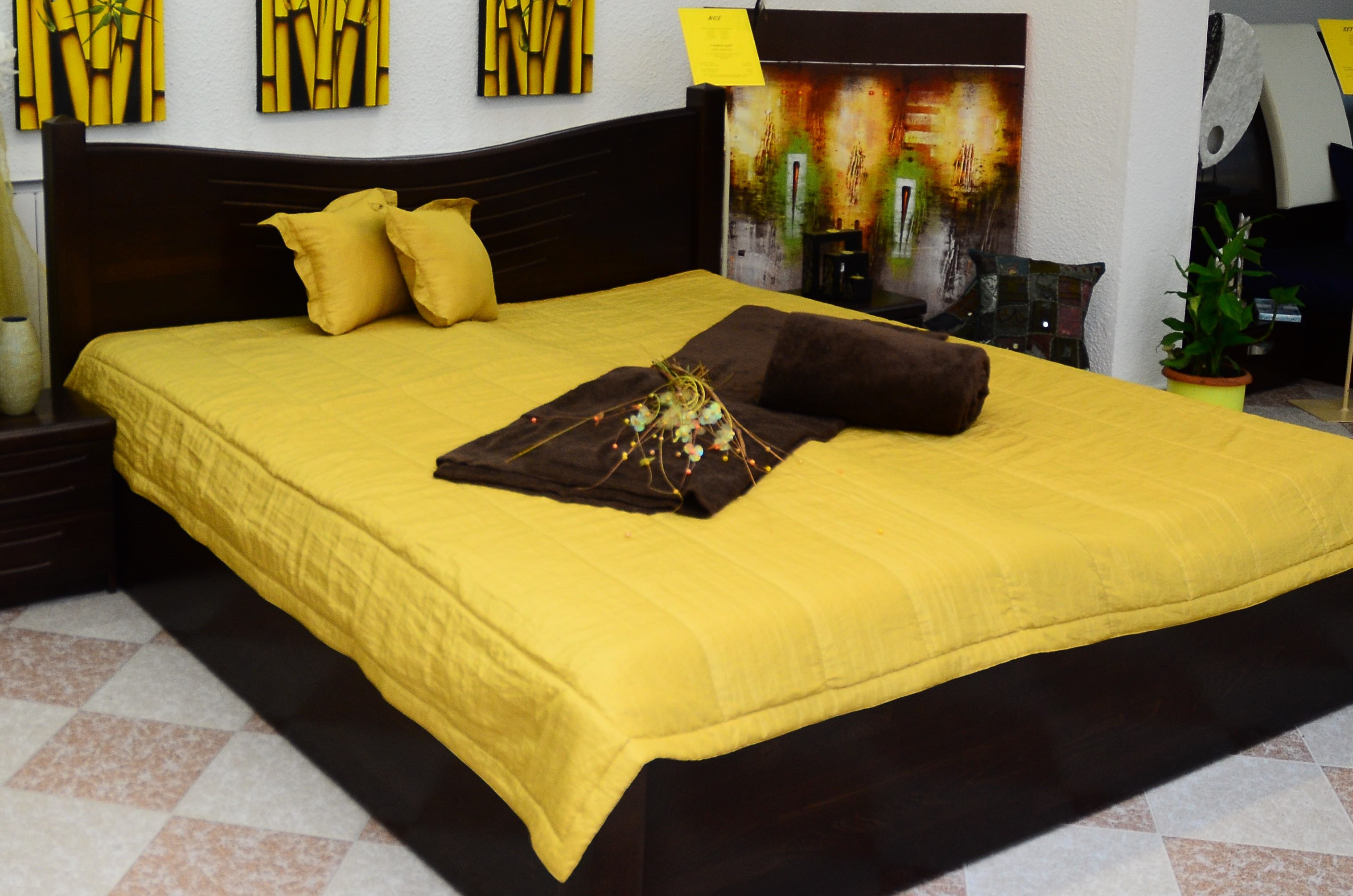 steppelt ágytakaró taft mustárszín